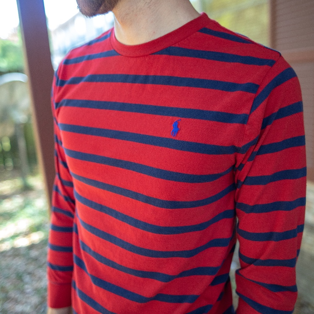 POLO by Ralph Lauren Red and Navy Striped T-shirt